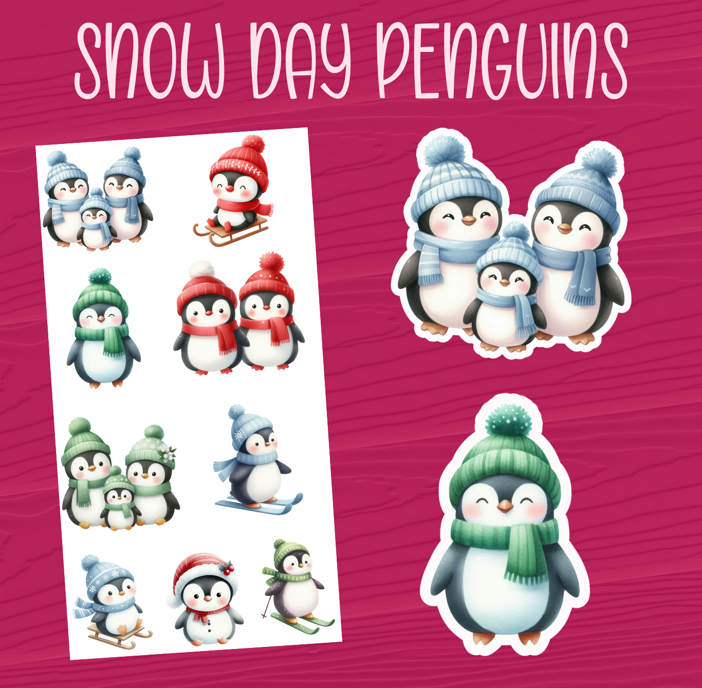 Snow Day Penguins Stickers