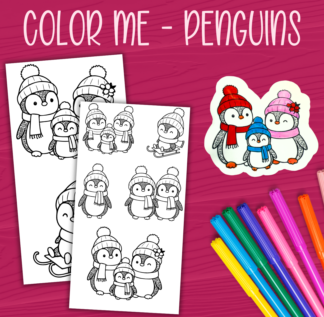 Snow Day Penguins Color Me Stickers