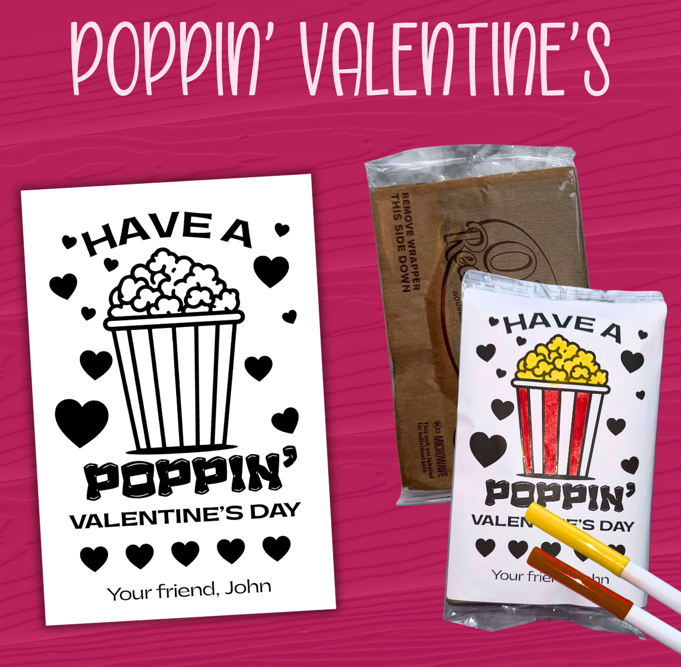 Poppin' Valentine's Day Favor Basic Stickers