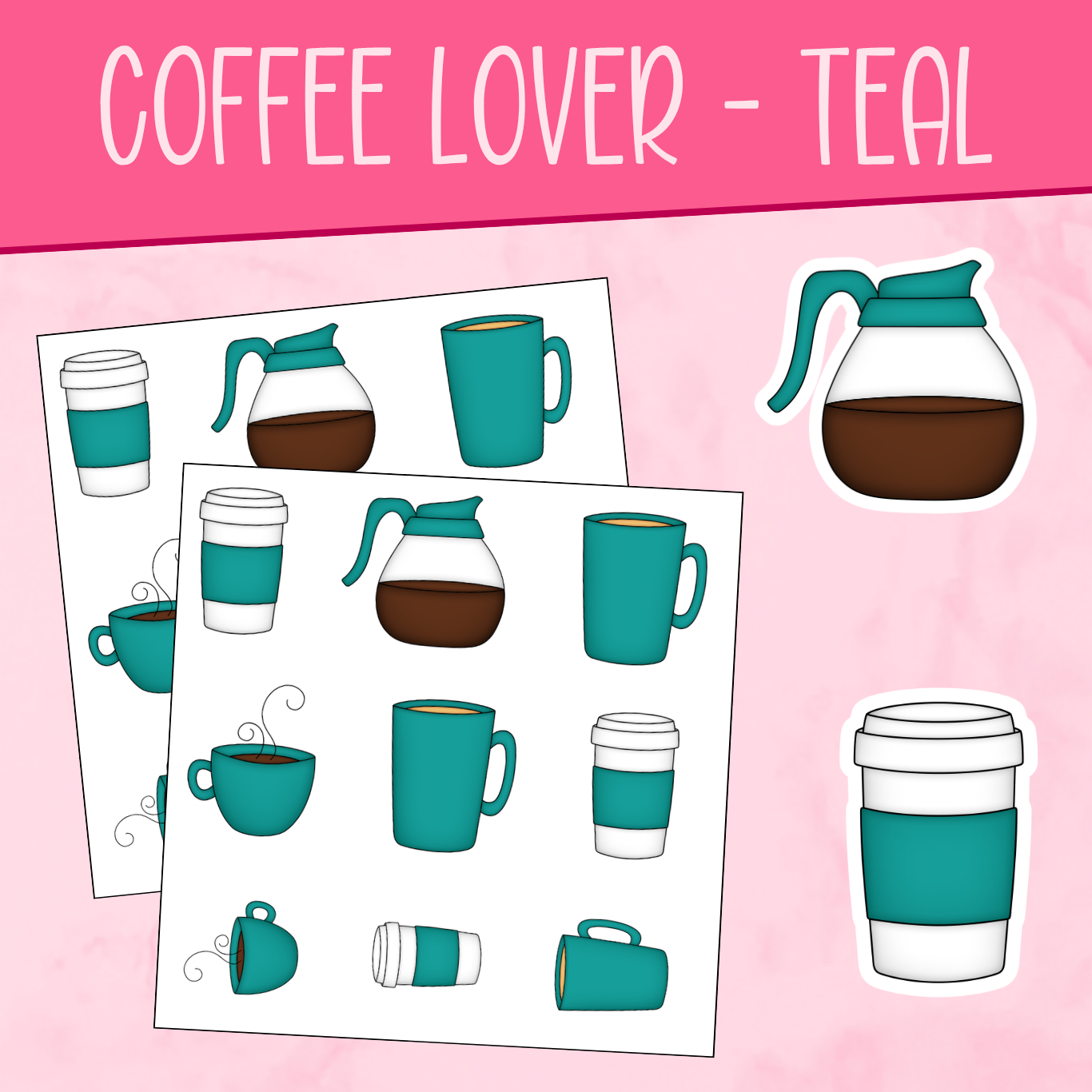 Coffee Lover Teal Stickers
