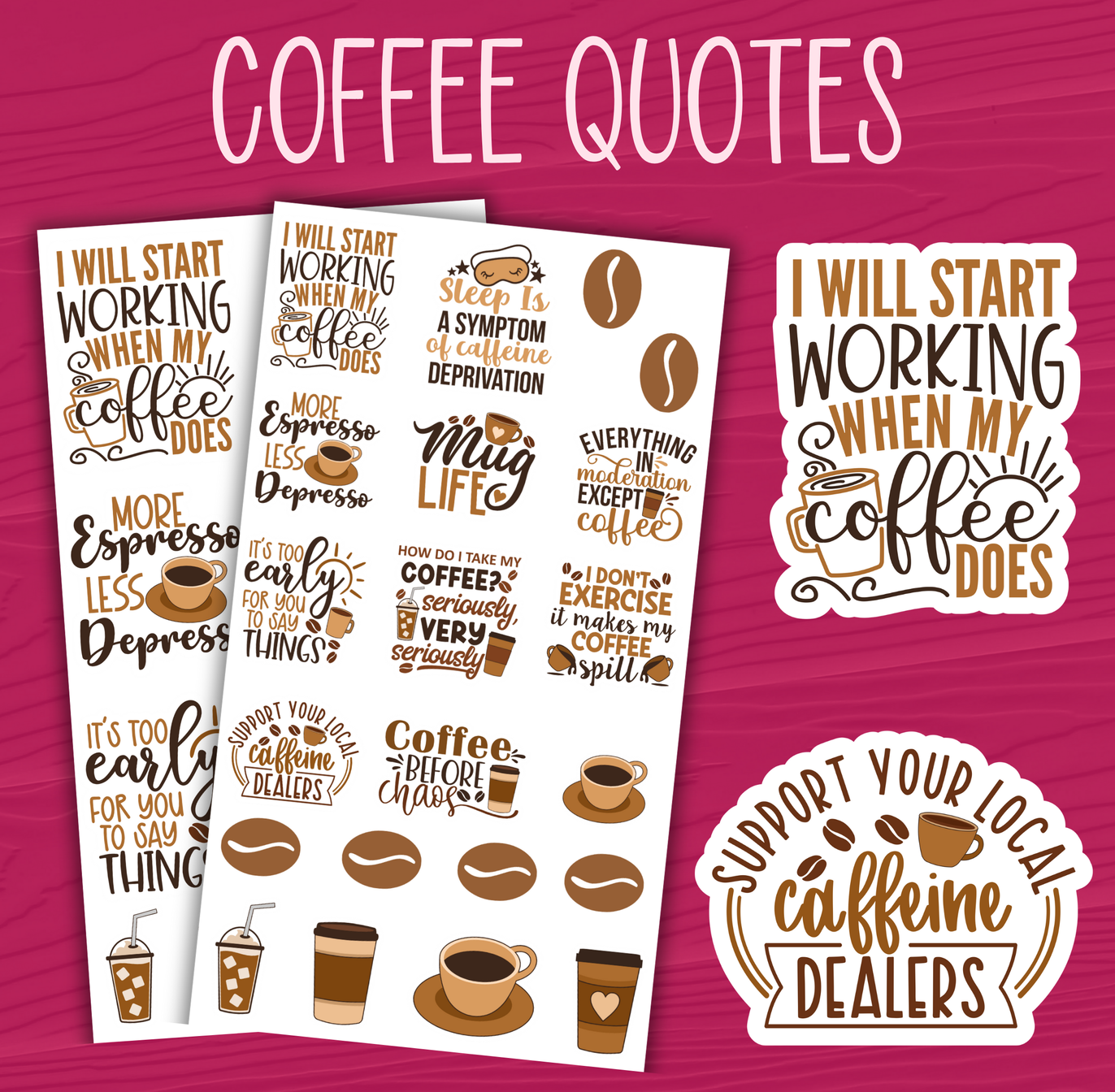 Coffee Quote Stickers