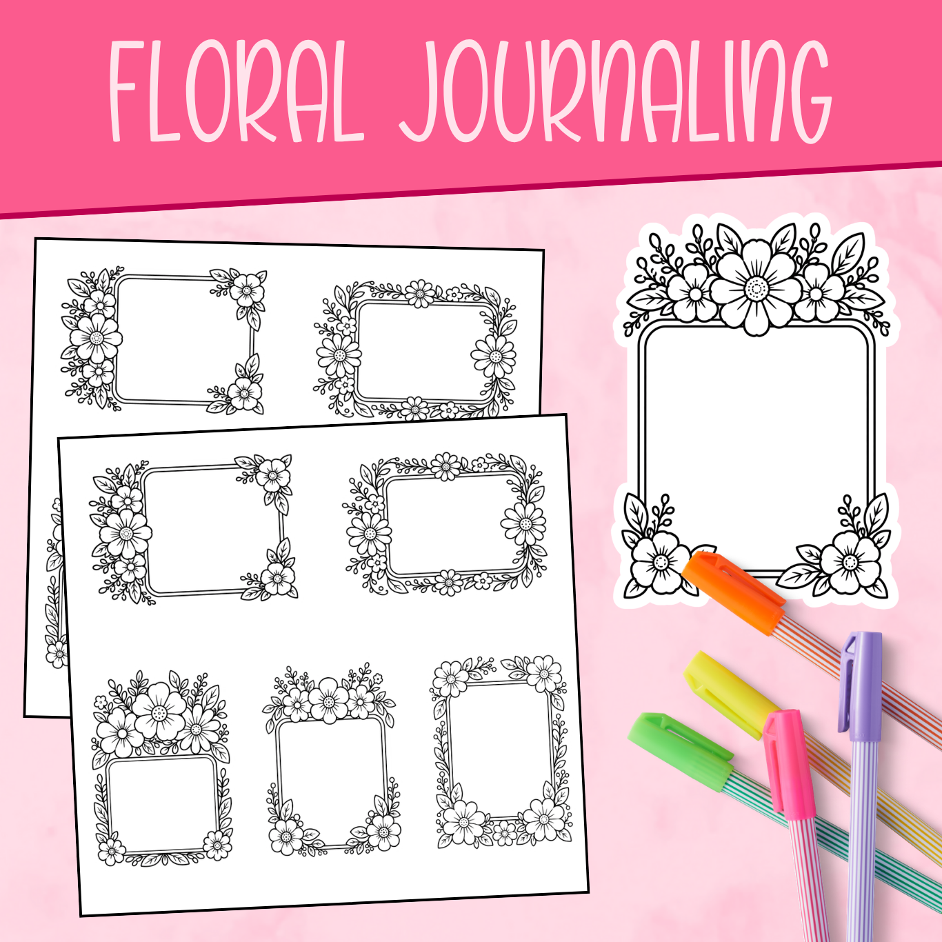 Floral Journaling Color Me Stickers