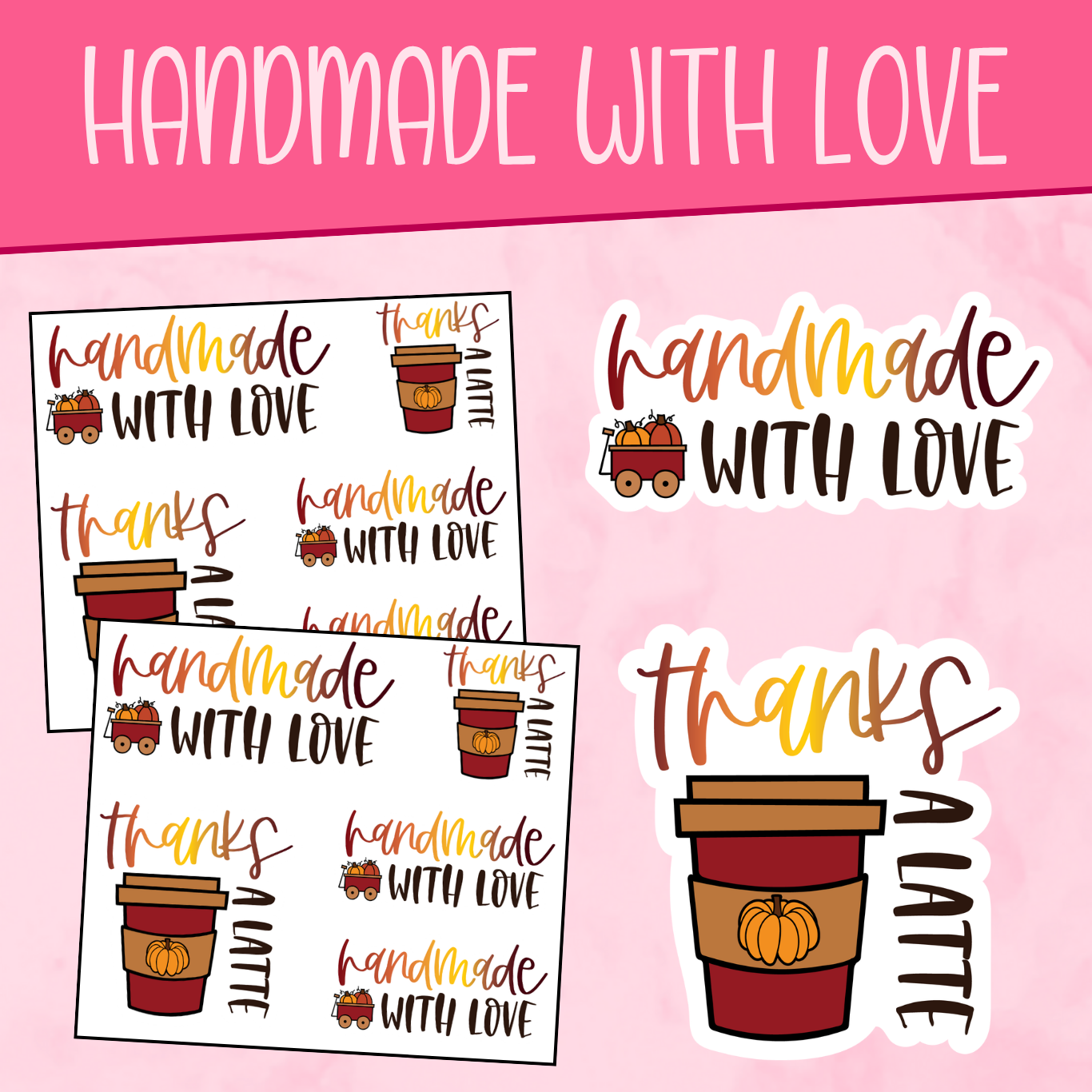 Handmade with Love Fall Stickers