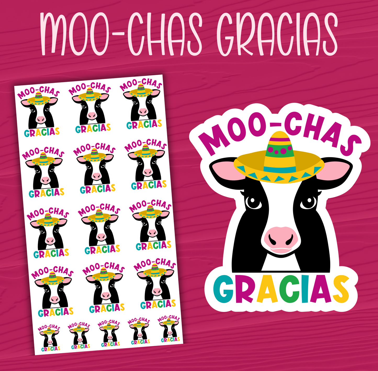 Moo-Chas Gracias Stickers