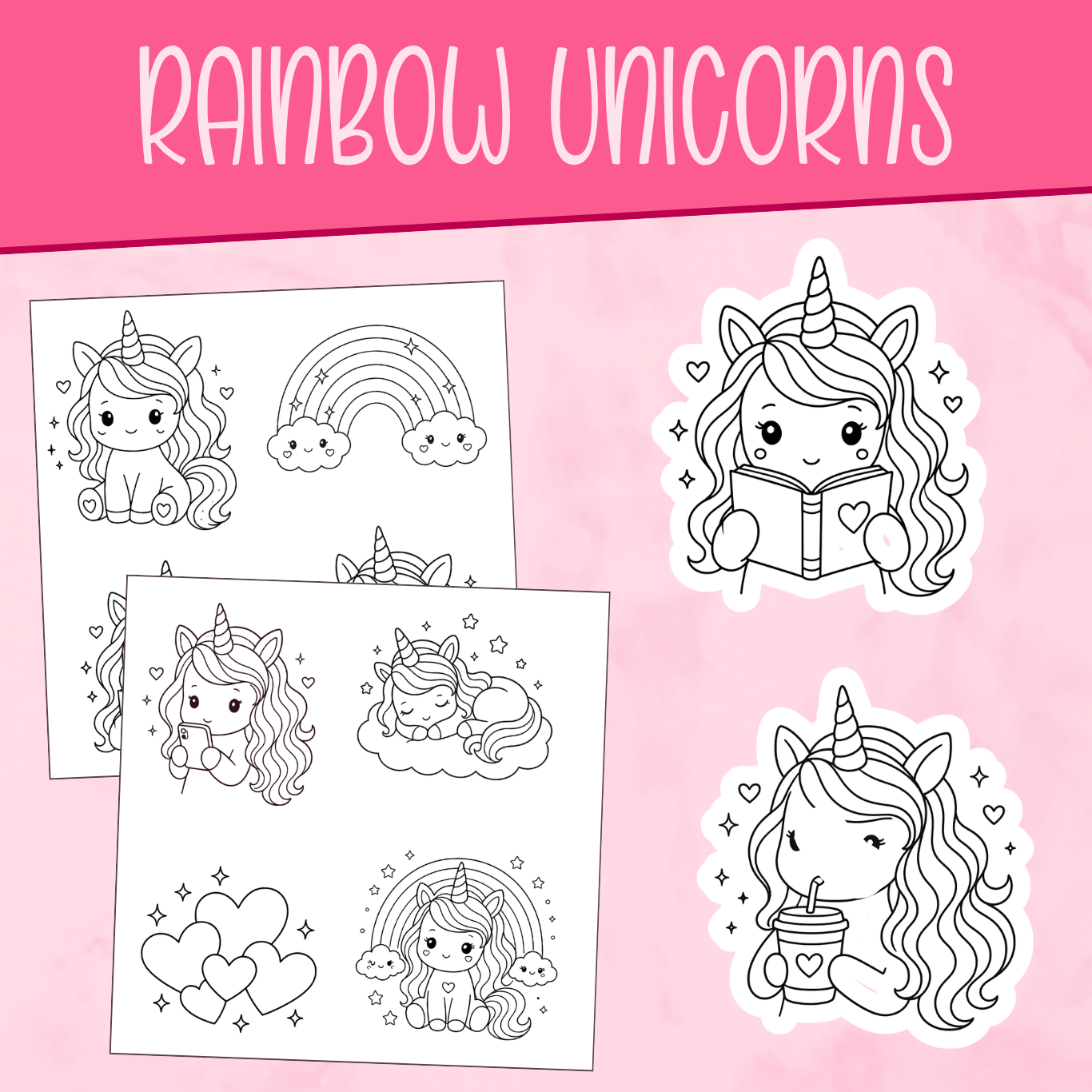 Rainbow Unicorn Color Me Stickers