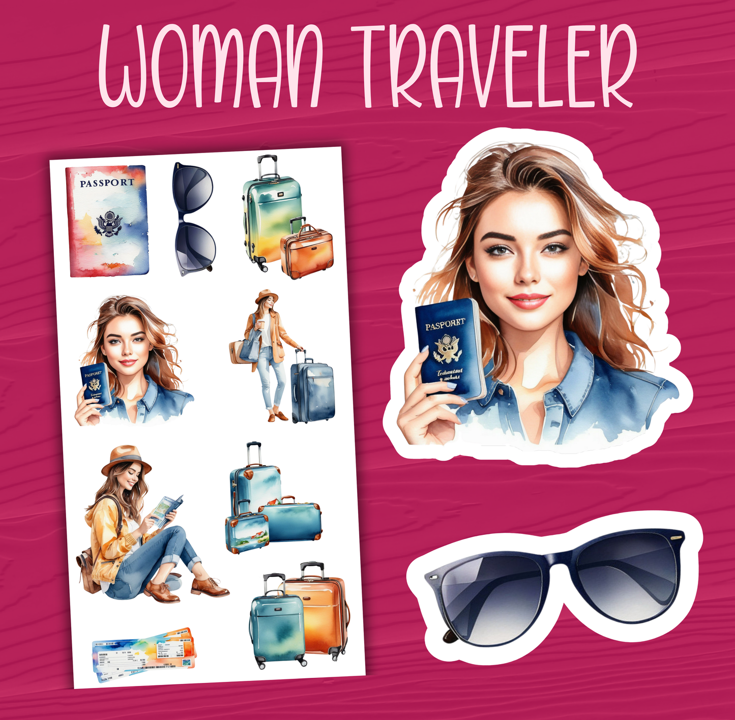 Woman Traveler Stickers