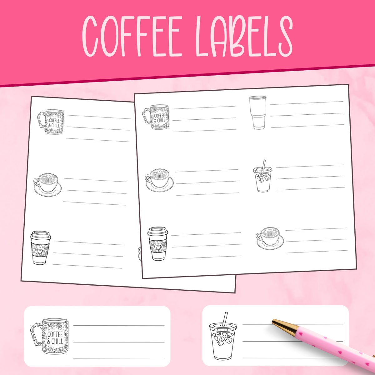 Coffee Labels Color Me Stickers