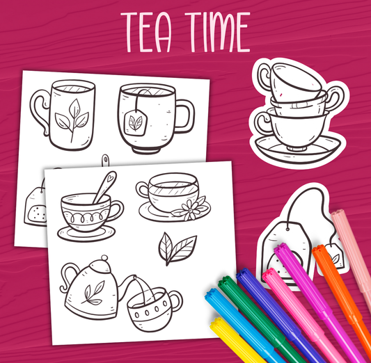 Tea Time Color Me Stickers