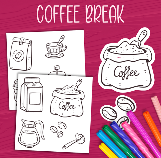 Coffee Break Color Me Stickers