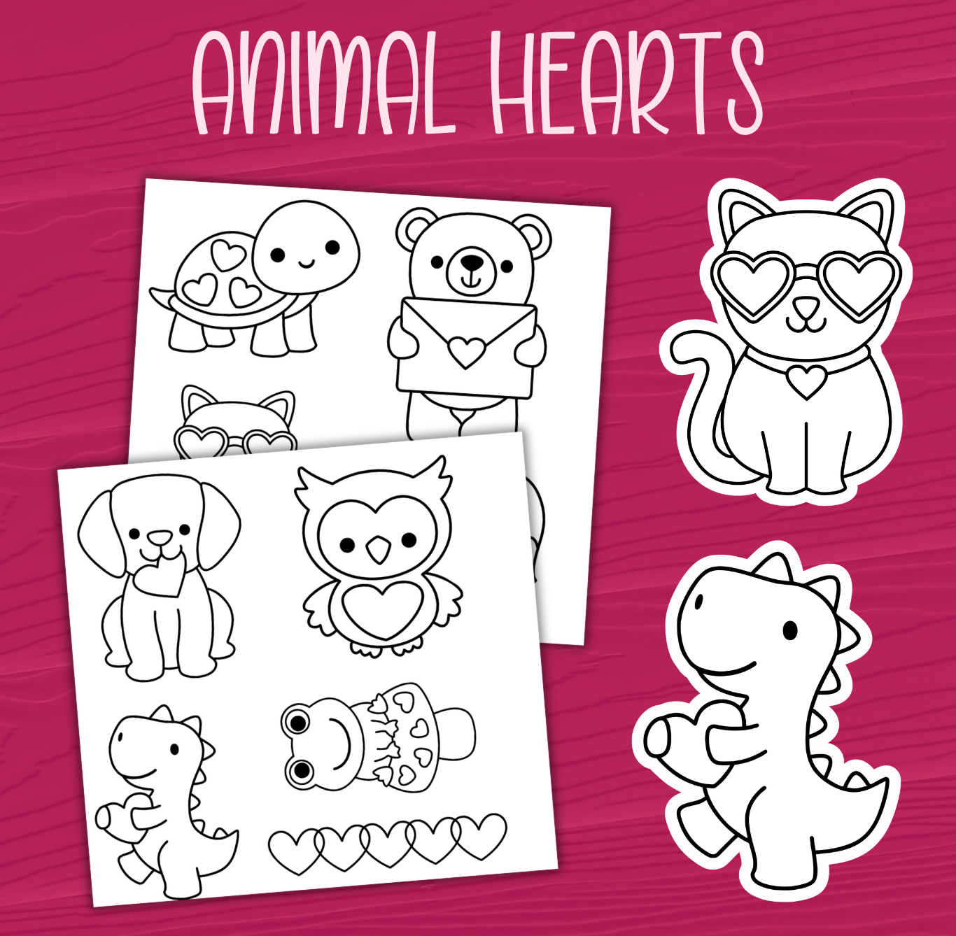 Animal Hearts Color Me Stickers