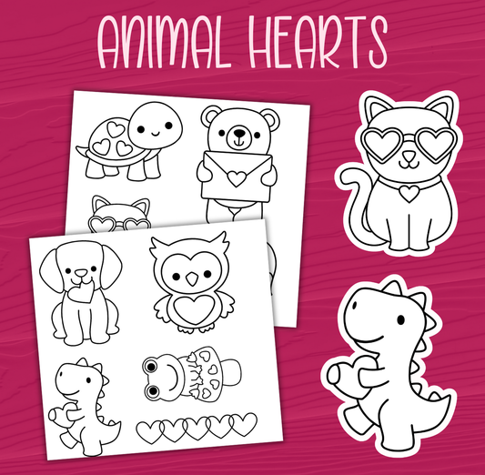Animal Hearts Color Me Stickers