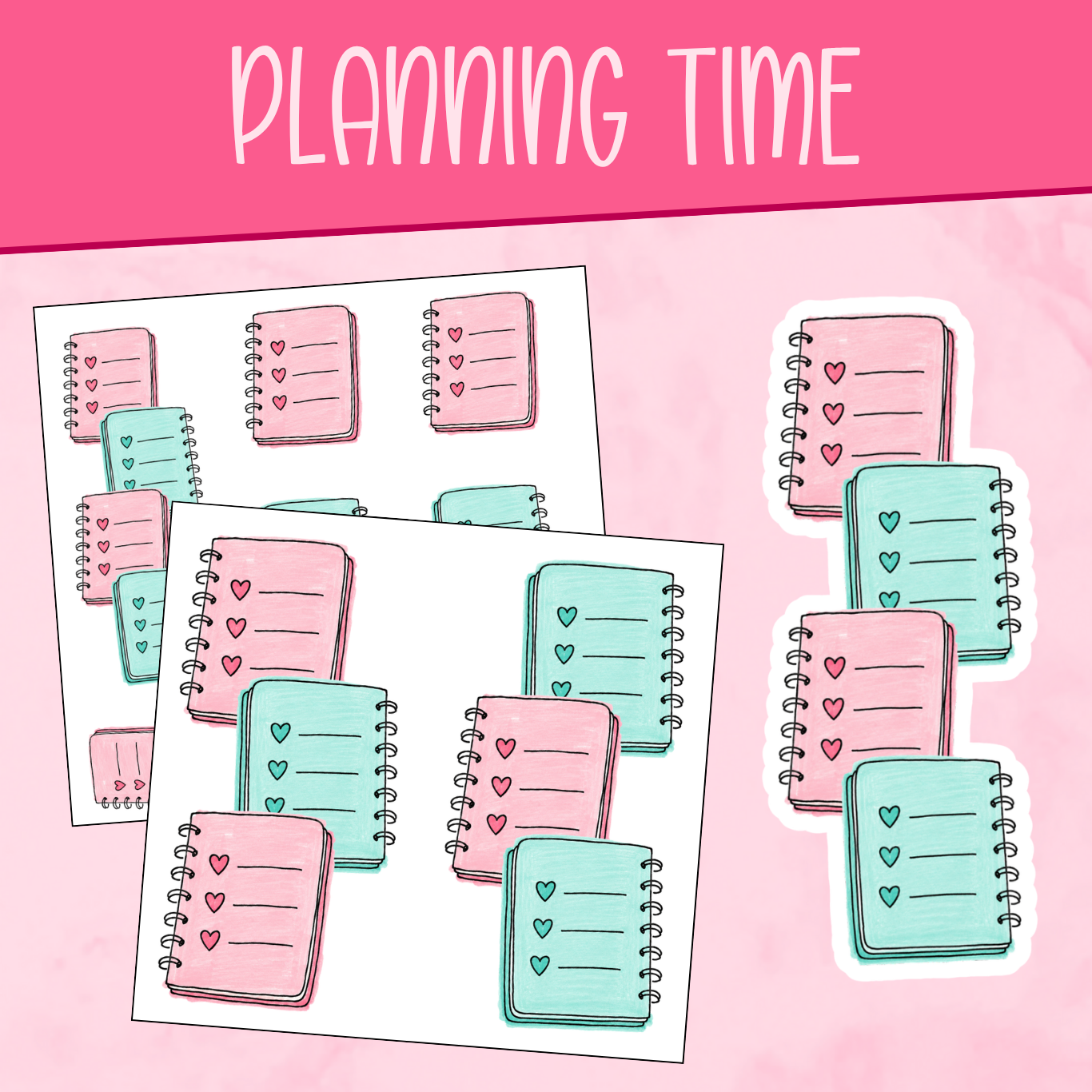 Planning Time (Pink & Teal) Stickers