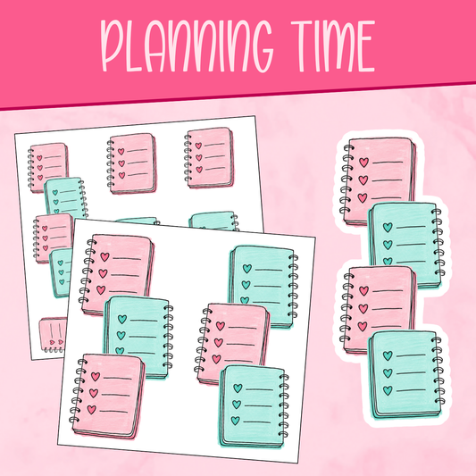 Planning Time (Pink & Teal) Stickers