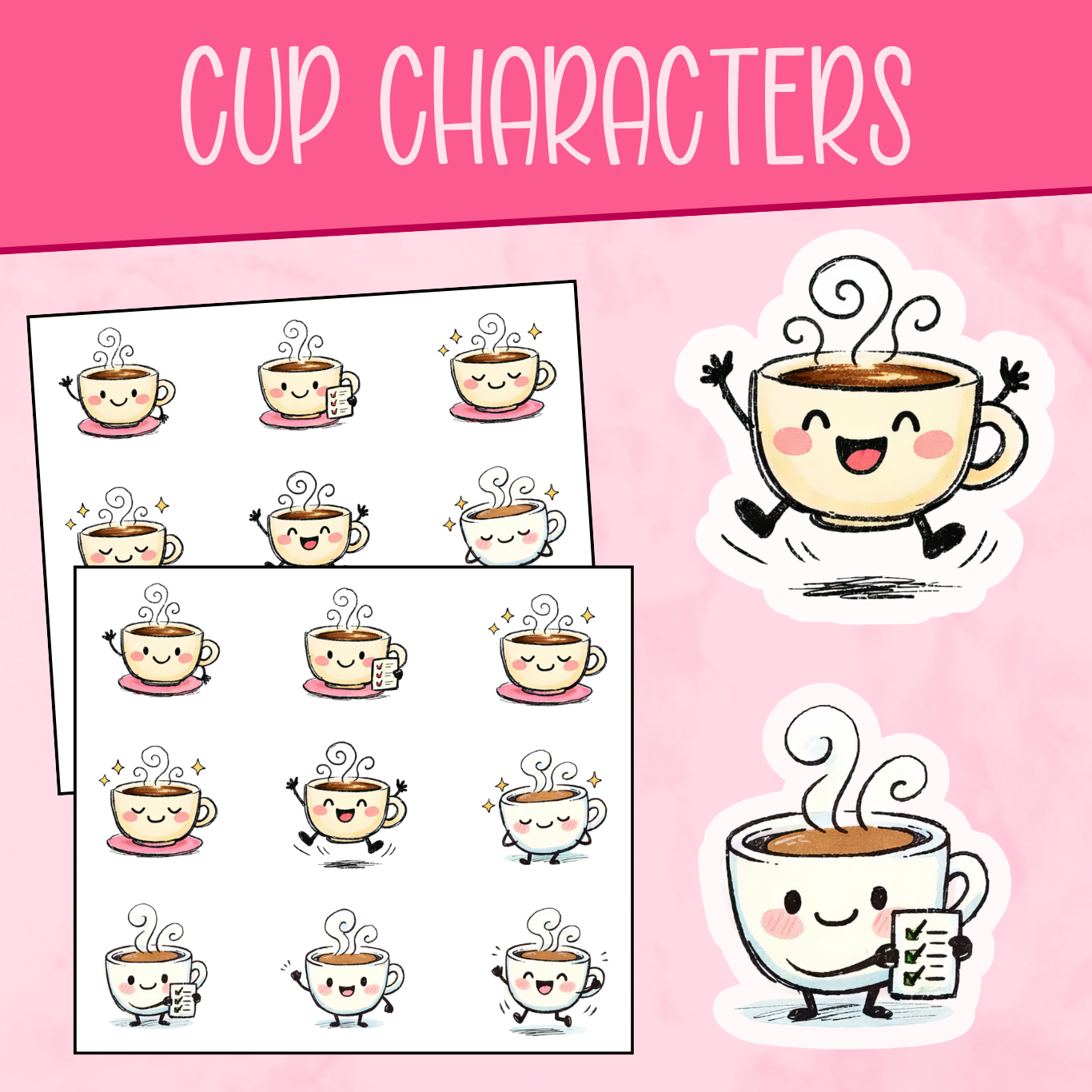 Cup Character Stickers