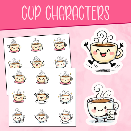Cup Character Stickers
