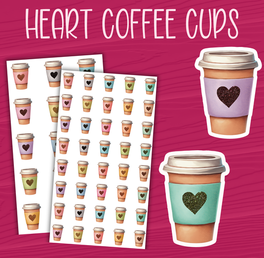 Heart Coffee Cup Stickers