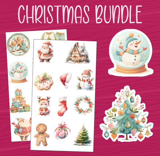 Christmas Watercolor Sticker Bundle