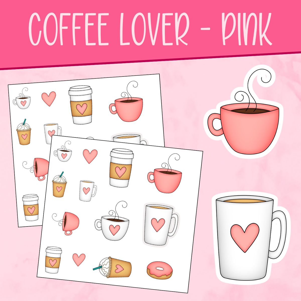 Coffee Lover Pink Stickers