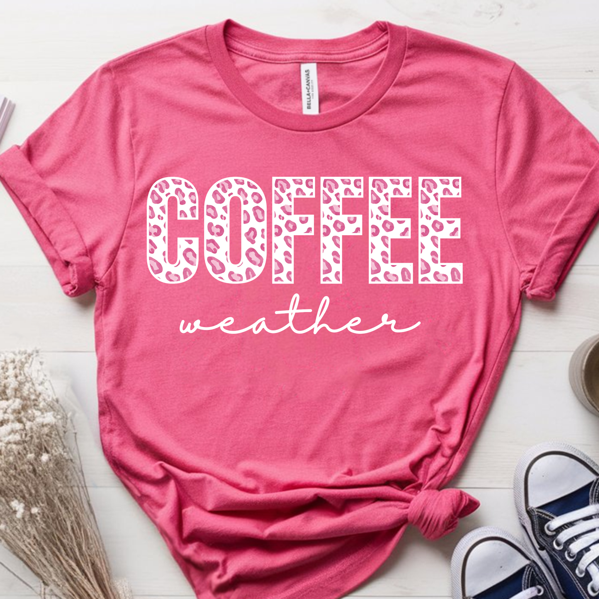 Coffee Weather Pink Leopard Print Shirt