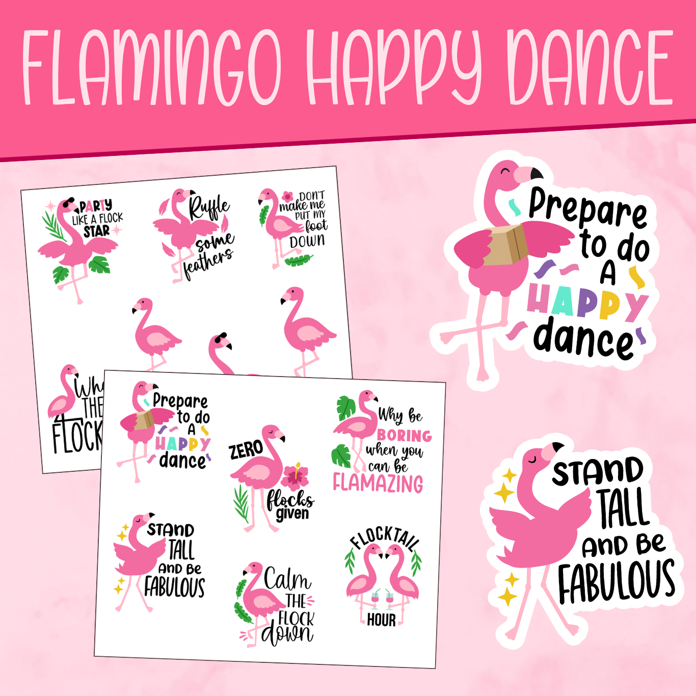 Flamingo Happy Dance Stickers