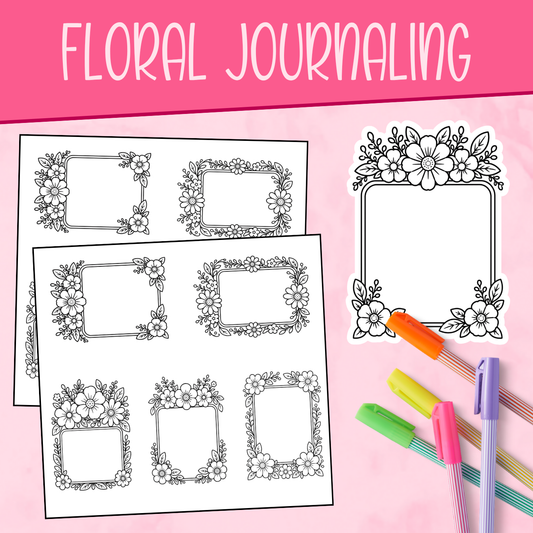 Floral Journaling Color Me Stickers