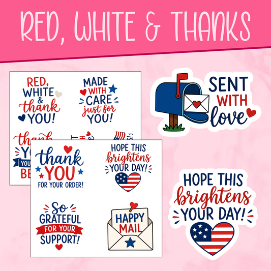 Red, White & Thank You Stickers