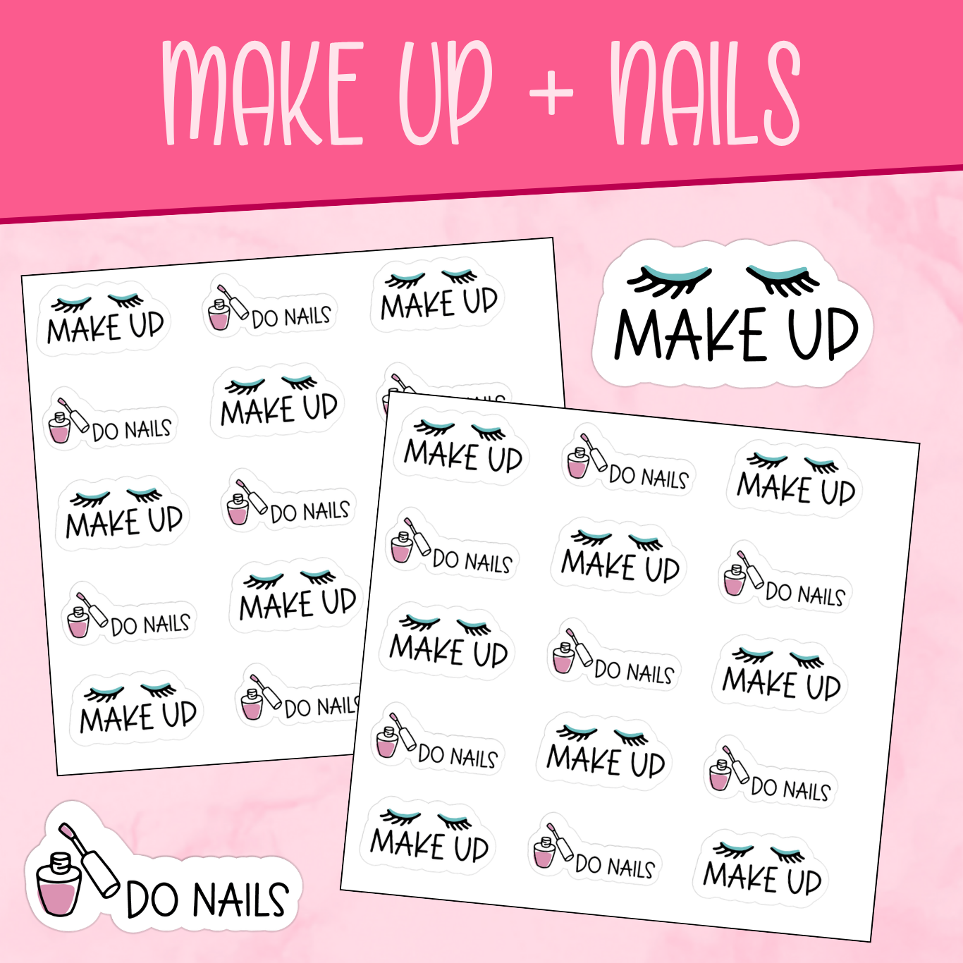 Make Up + Nails Planner Stickers