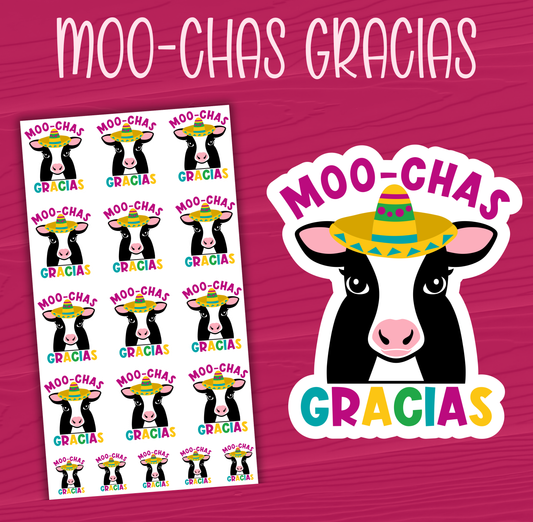 Moo-Chas Gracias Stickers