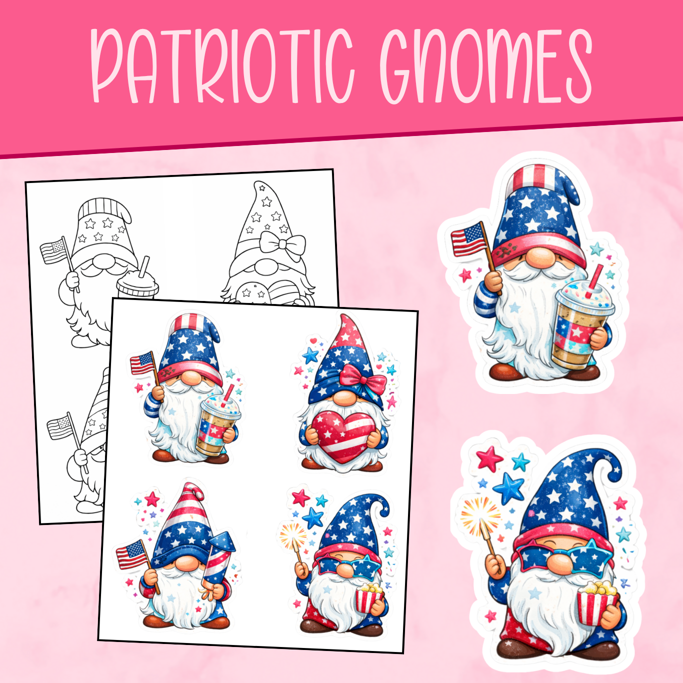 Patriotic Gnome Stickers