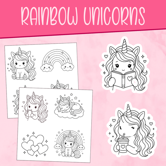 Rainbow Unicorn Color Me Stickers