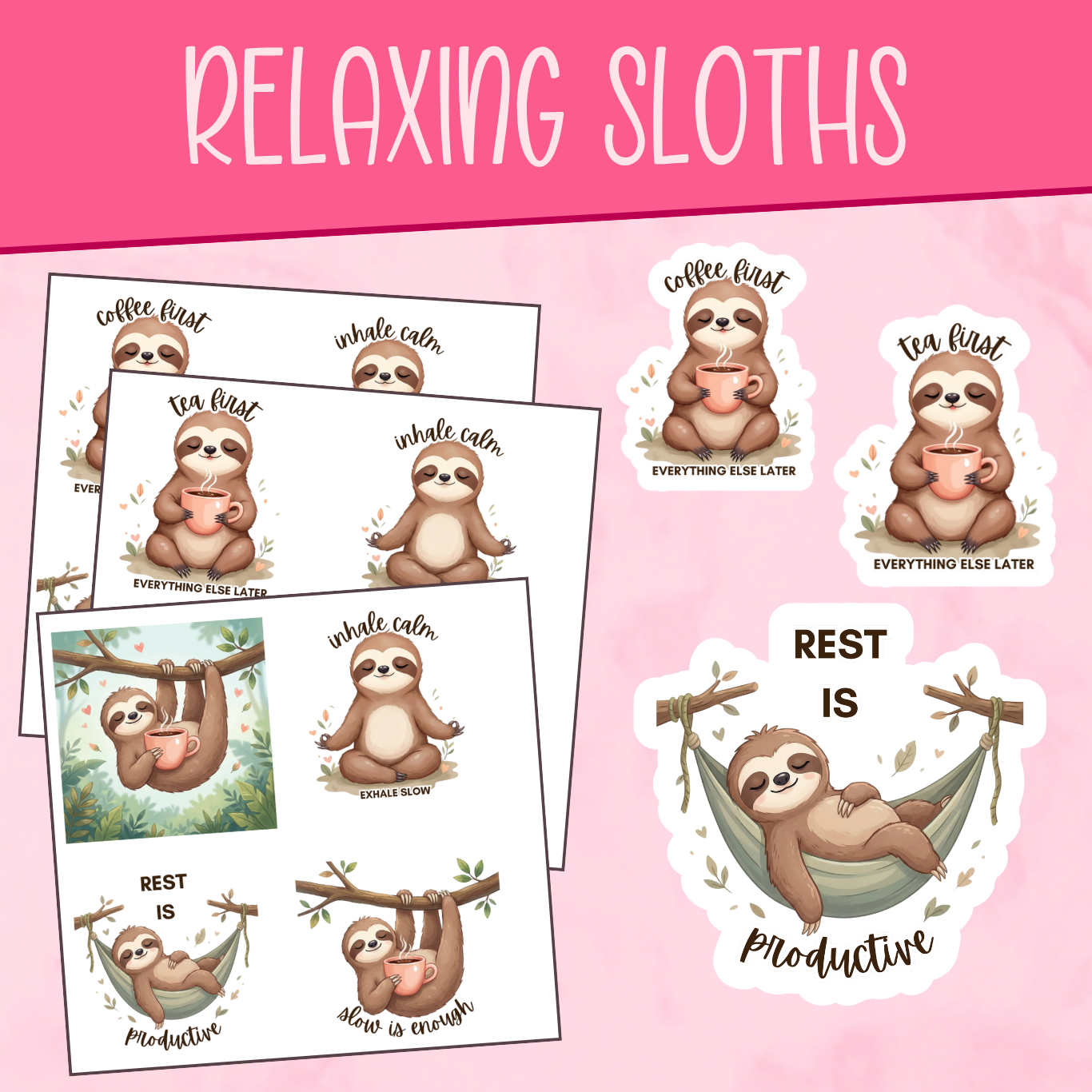 Relaxing Sloth Stickers