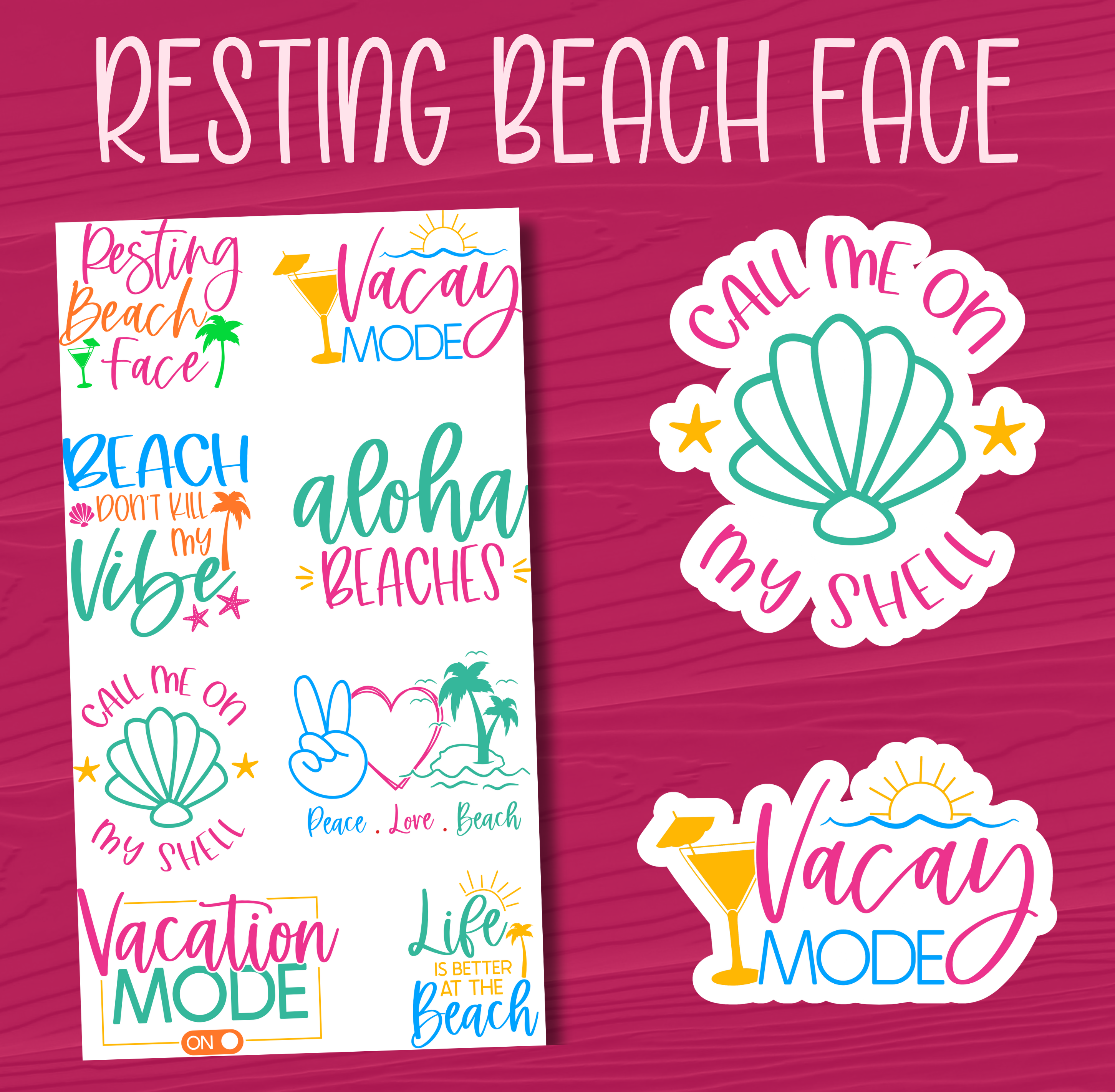 Resting Beach Face Stickers