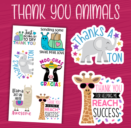 Thank You Animal Stickers