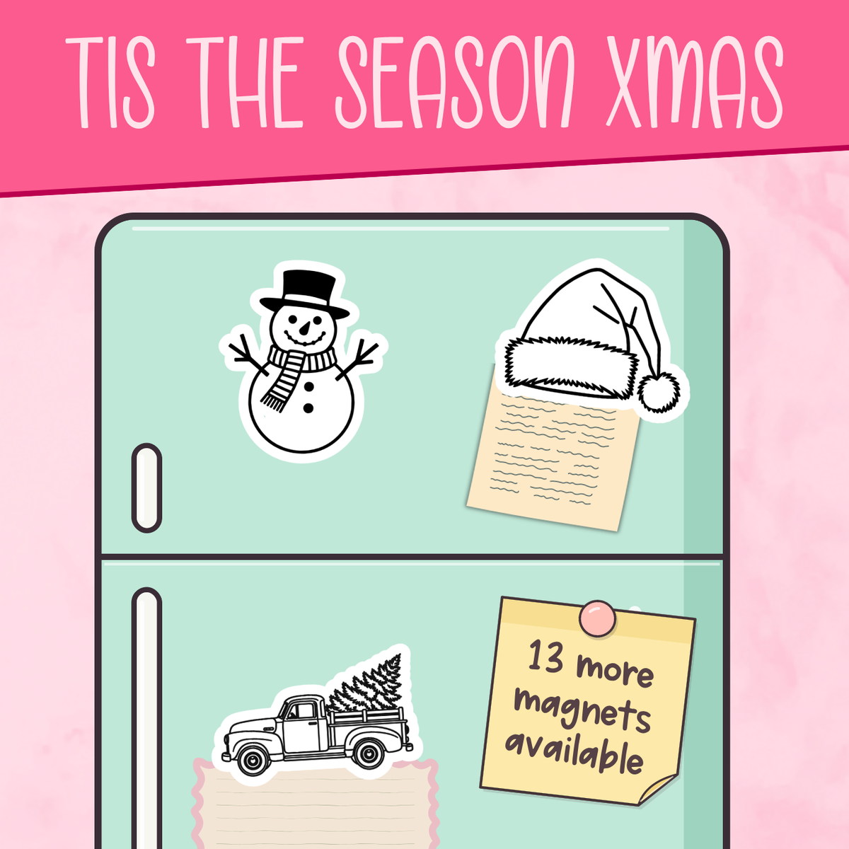 Tis the Season Christmas Color Me Decorative Magnets (large)