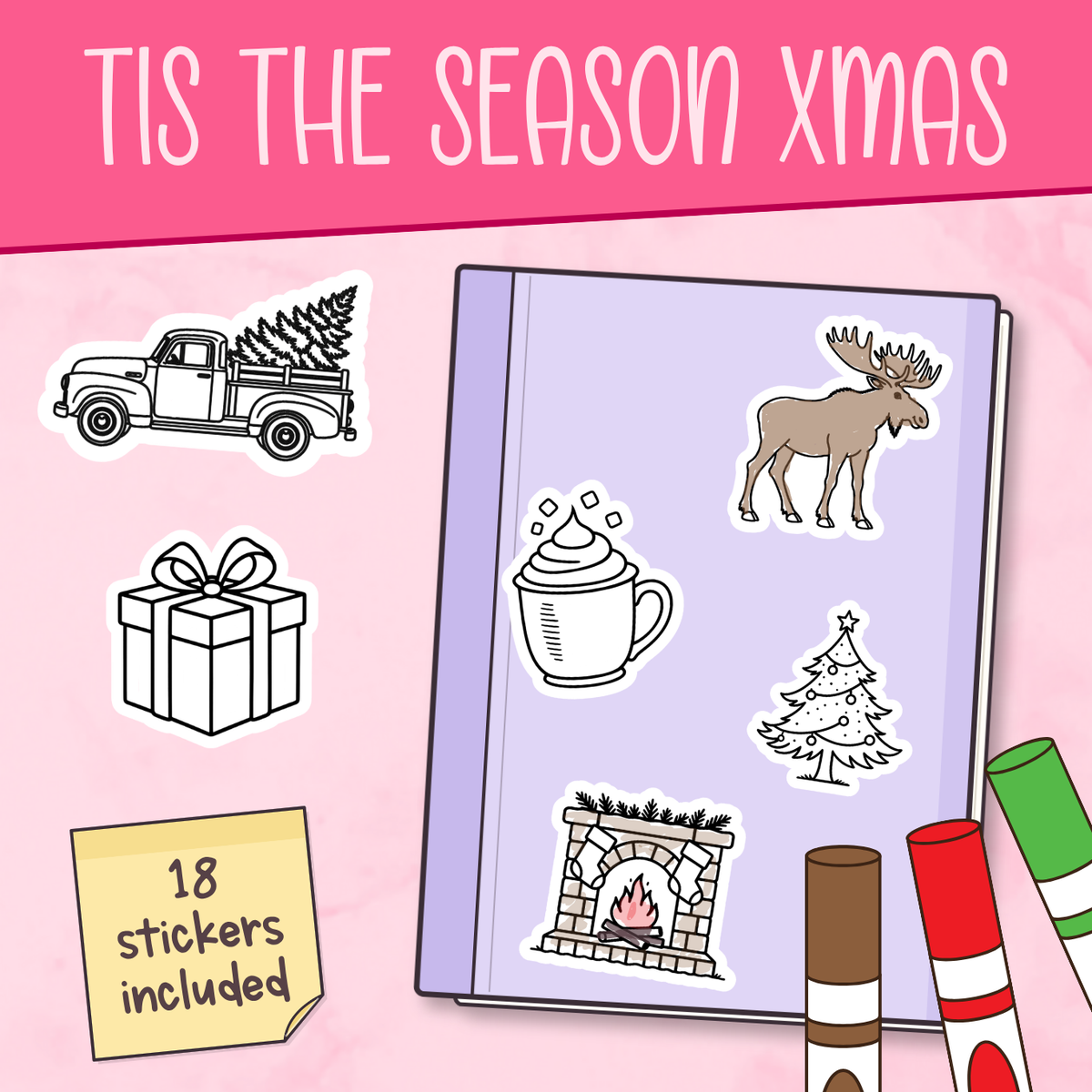 Tis the Season Christmas Color Me Stickers