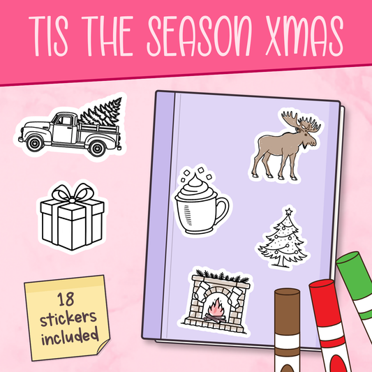 Tis the Season Christmas Color Me Stickers