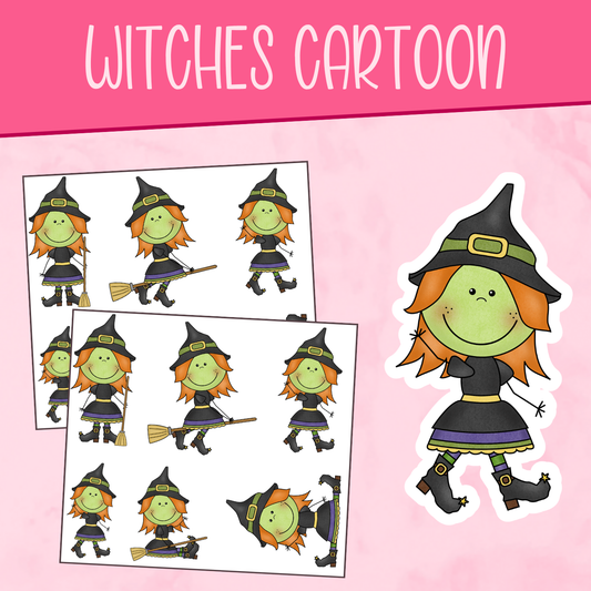 Witches Cartoon Stickers