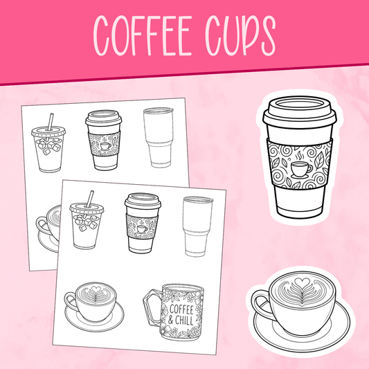 Coffee Cups Color Me Stickers