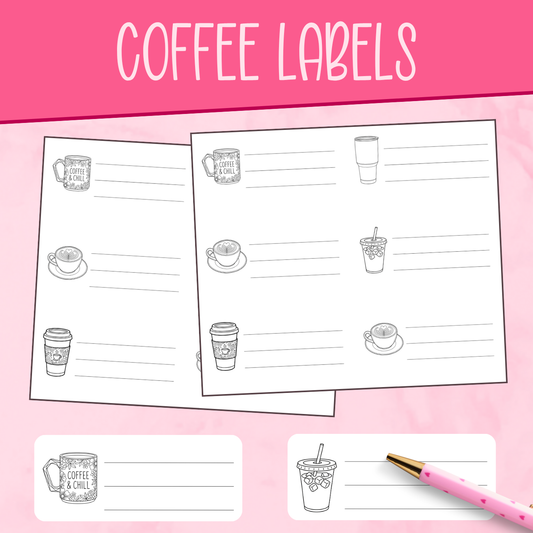 Coffee Labels Color Me Stickers